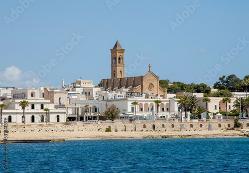 View of the village with church, Leuca, Puglia, Italy, Europe