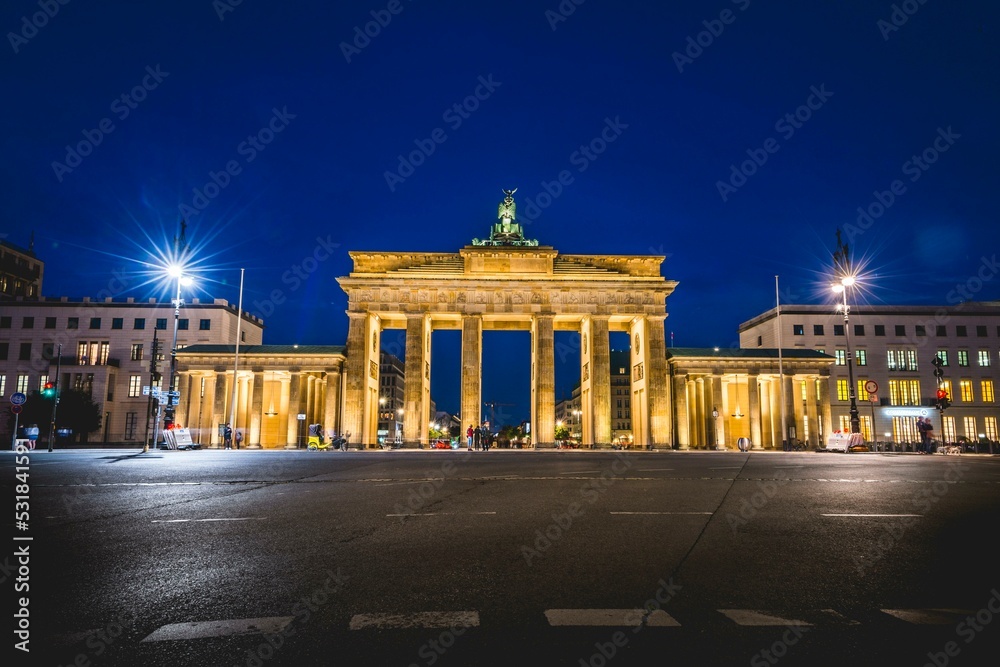 Brandenburg Gate at night, illuminated, Berlin-Mitte, Berlin, Germany, Europe