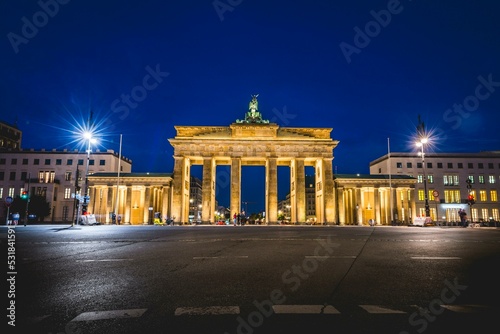 Brandenburg Gate at night  illuminated  Berlin-Mitte  Berlin  Germany  Europe