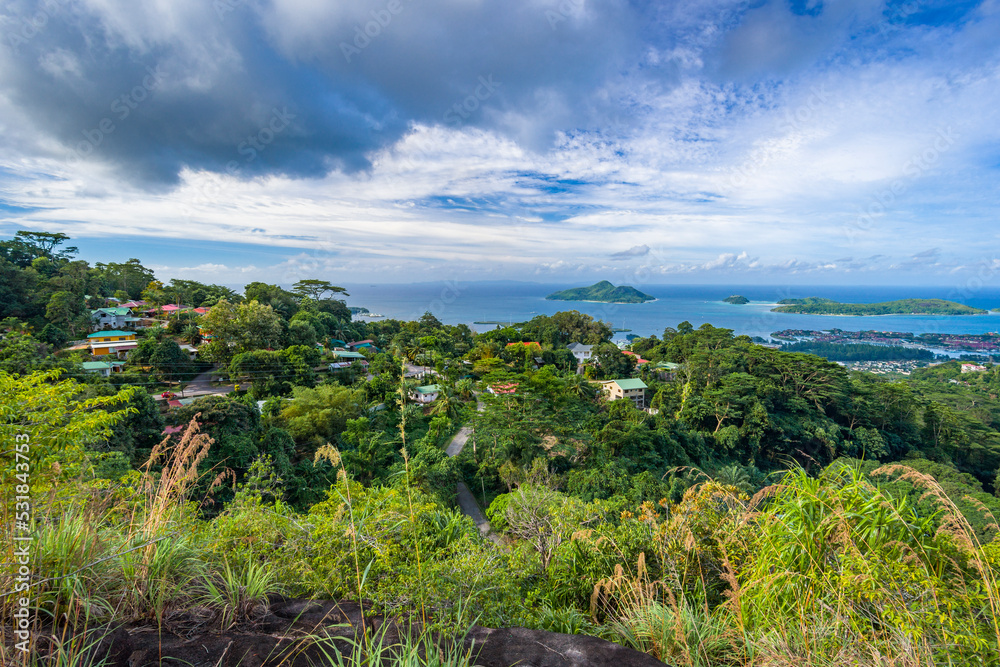 A view from Copilia viewpoint on Mahe island in Seychelles