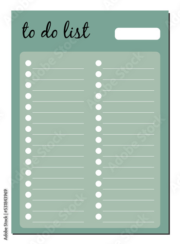 Diary page, to-do list. Vector design for daily planner, to-do list, plans.