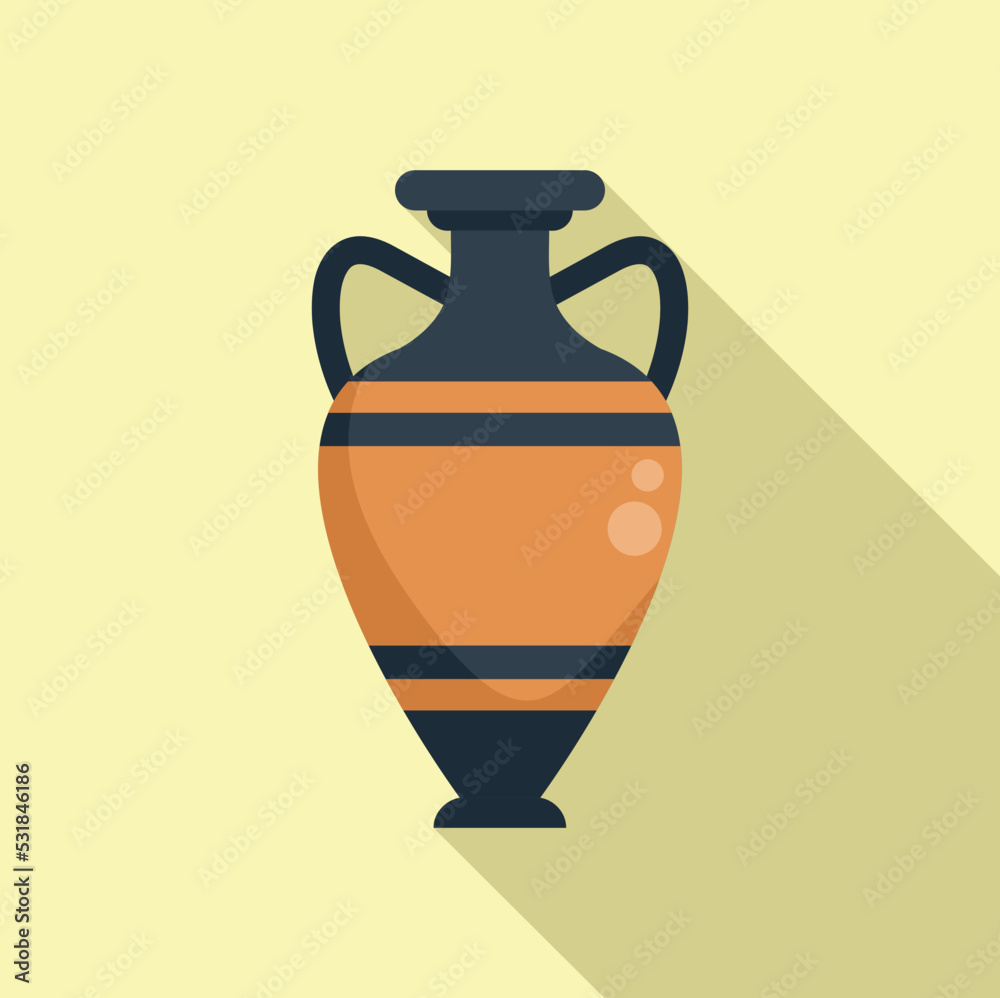 Amphora vessel icon flat vector. Ancient vase. Wine old