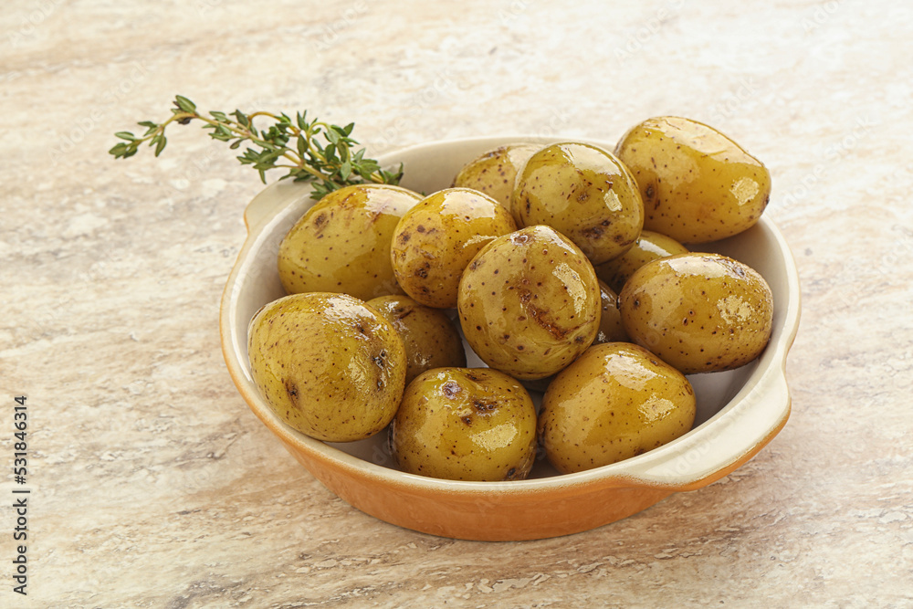 Boiled baby potato in the bowl Boiled baby potato in the bowl