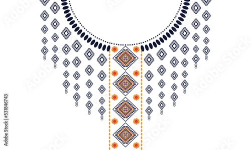 Geometric Ethnic oriental pattern traditional .Floral necklace embroidery design.