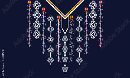 Geometric Ethnic oriental pattern traditional .Floral necklace embroidery design.