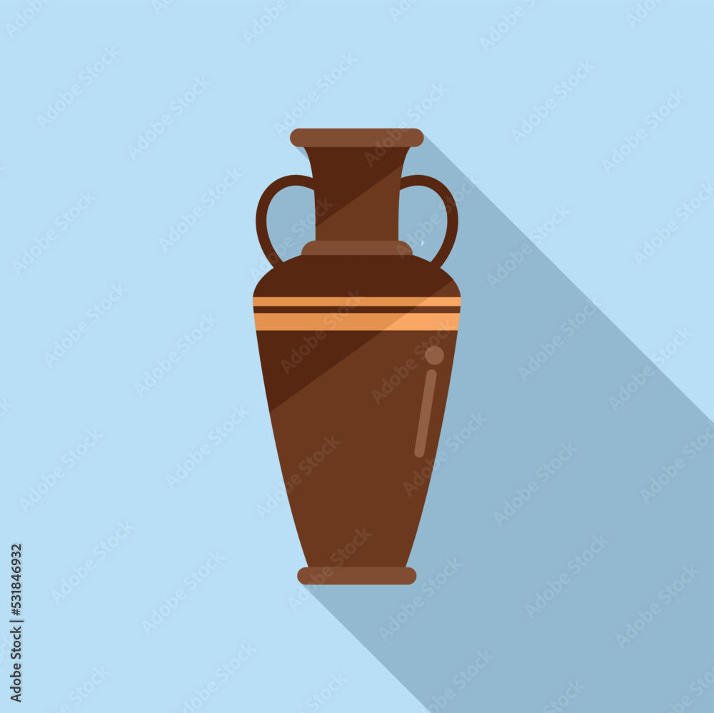 Antique amphora icon flat vector. Vase pot. Wine pottery