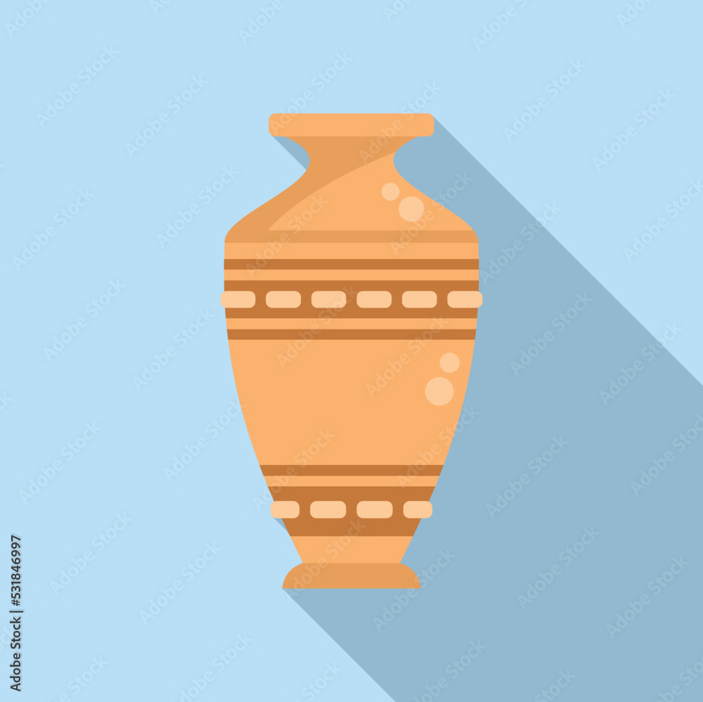 Exhibition amphora icon flat vector. Ancient vase. Ceramic vessel