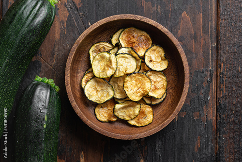 Dried vegetables chips from zucchini