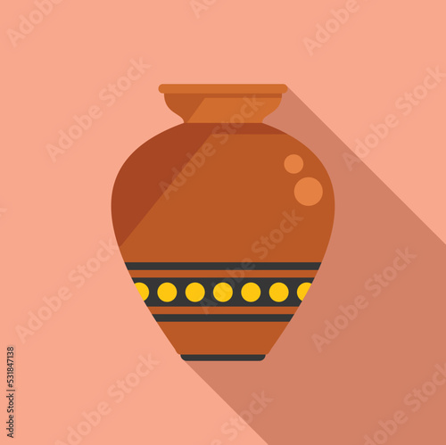Oil amphora icon flat vector. Ancient vase. Jar pot