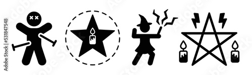 Black magic icon set. Containing witch, dark ritual and spell icon. Vector illustration.