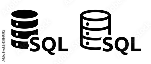 SQL server icon set. Database symbol isolated on white background. Structured Query Language vector illustration.