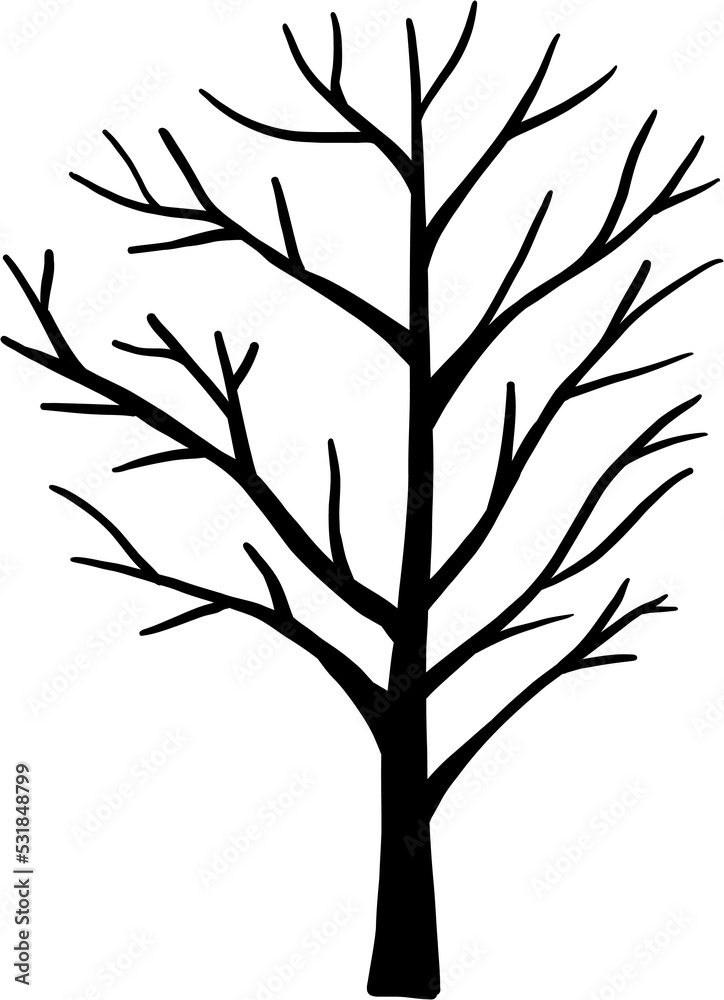 Fototapeta premium simplicity halloween dead tree freehand drawing silhouette flat design. 