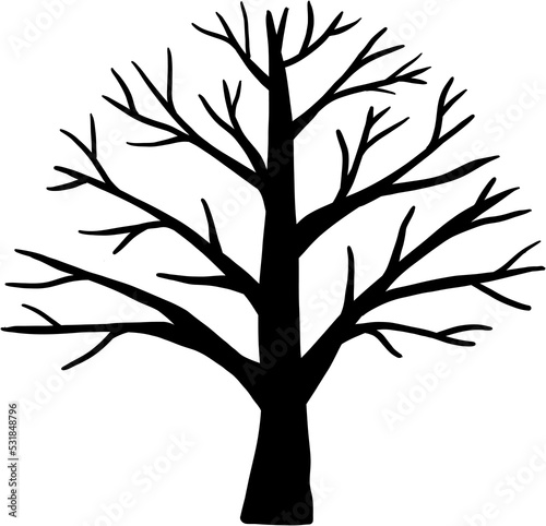 simplicity halloween dead tree freehand drawing silhouette flat design. 
