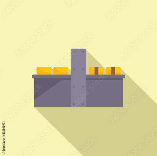 Cheese line pack icon flat vector. Milk production. Cow food