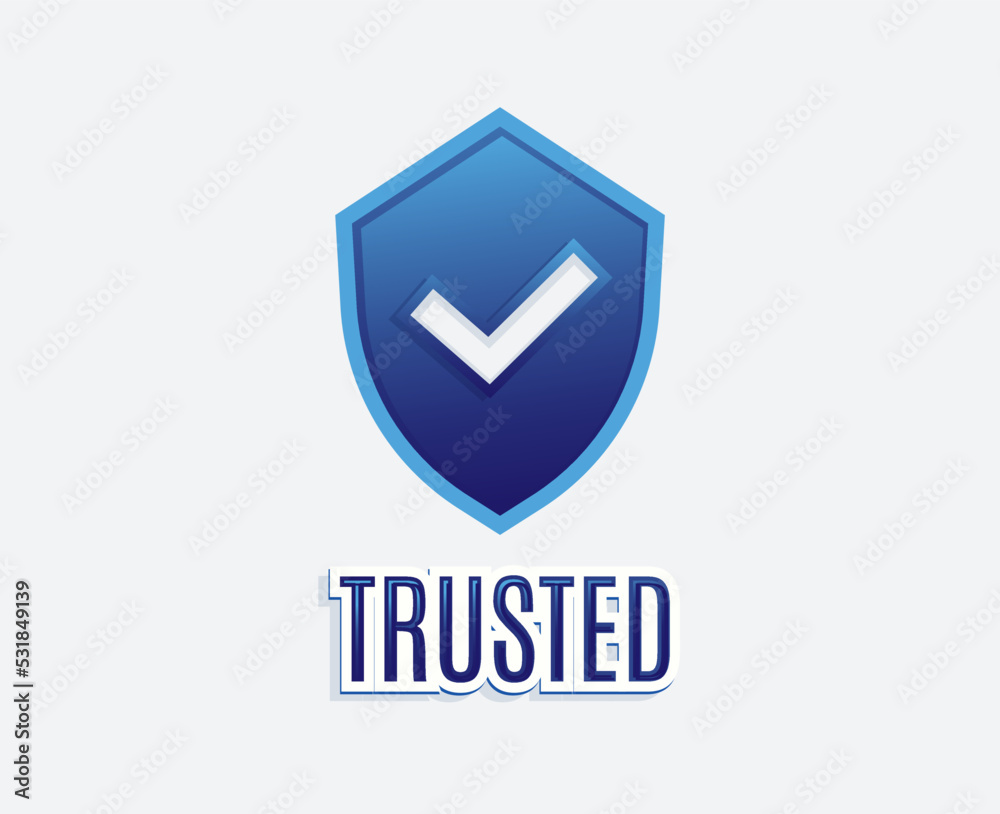 Blue Trusted Logo badge with text and shield icon Blue Trusted Logo badge with text and shield icon