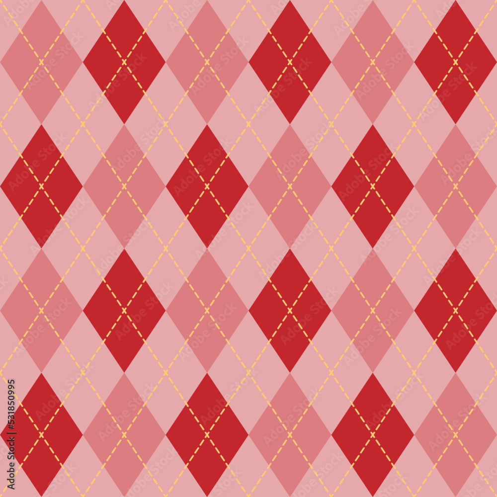Argyle plaid seamless pattern sweater vest pink and red color stripes white background , Plaid decorection Vector illustration .
