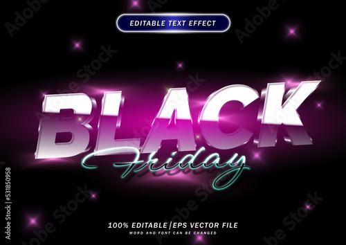 Pink neon glow text. Luxury Black friday text. Premium 3d ads editable text effect