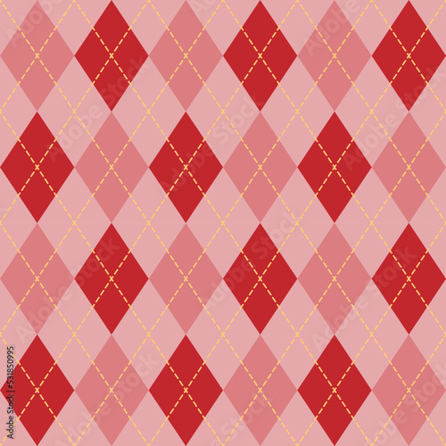 Argyle plaid seamless pattern sweater vest pink and red color stripes white background , Plaid decorection Vector illustration .