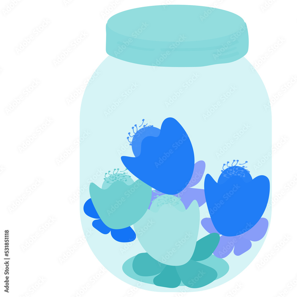 Mason jar filled with flowers