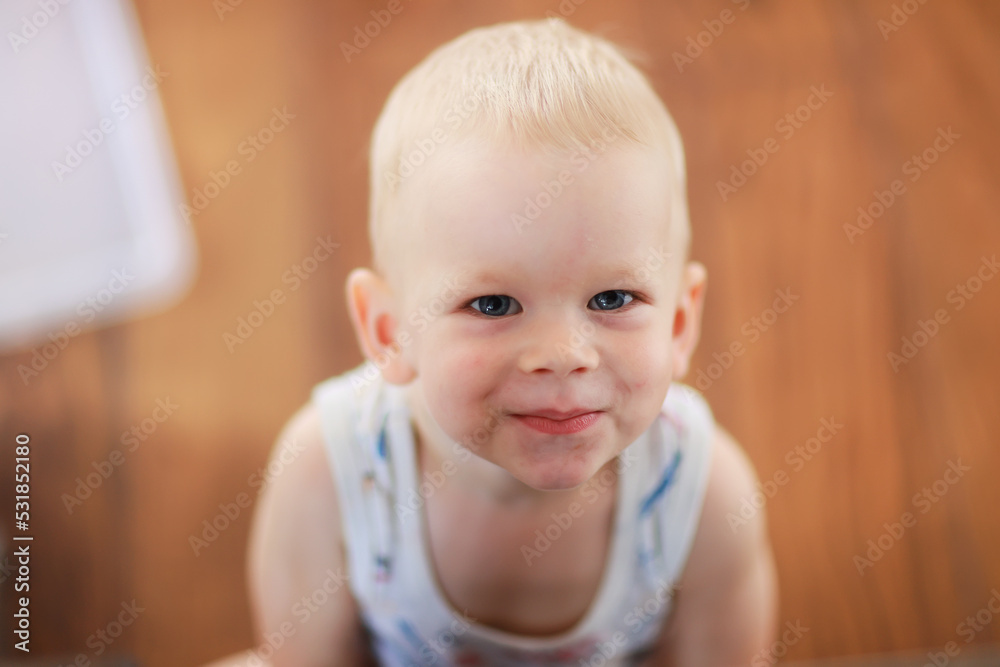 emotional portrait of a baby a little boy a happy child