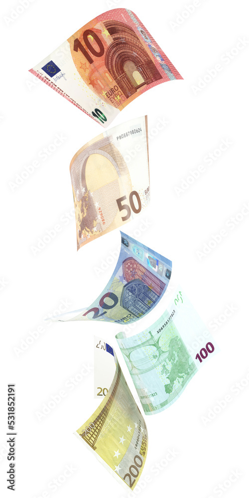 Euro Scheine in vertikaler Anordung