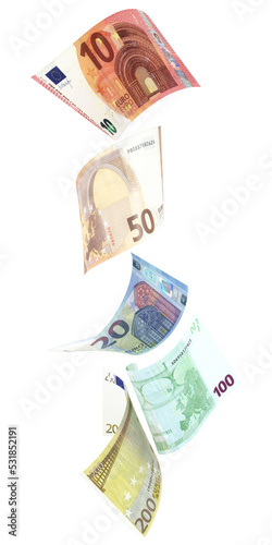 Euro Scheine in vertikaler Anordung