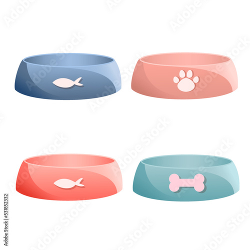 Dog and cat bowl icon, dog and cat food and water bowl isolated on transparent background. PNG, cartoon illustration. bowl for the animal. Accessories for animals. Vector illustration for pet shop