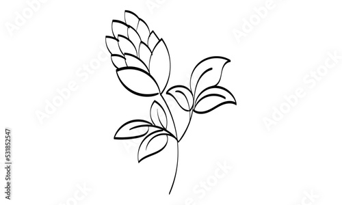 Floral Art.  flower drawing with line-art. Drawing vector graphics with floral pattern for design.