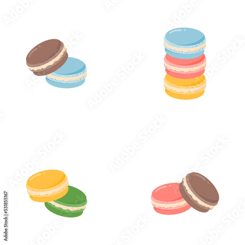 Colorful macarons set collection illustration