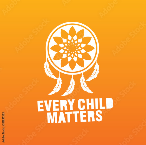 Every Child Matters Logo. National Day of Truth and Reconciliation. Orange Shirt Day of Canada. September 30. Vector Illustration Icon.