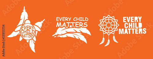 Every Child Matters Logo. National Day of Truth and Reconciliation. Orange Shirt Day of Canada. September 30. Vector Illustration Icon.