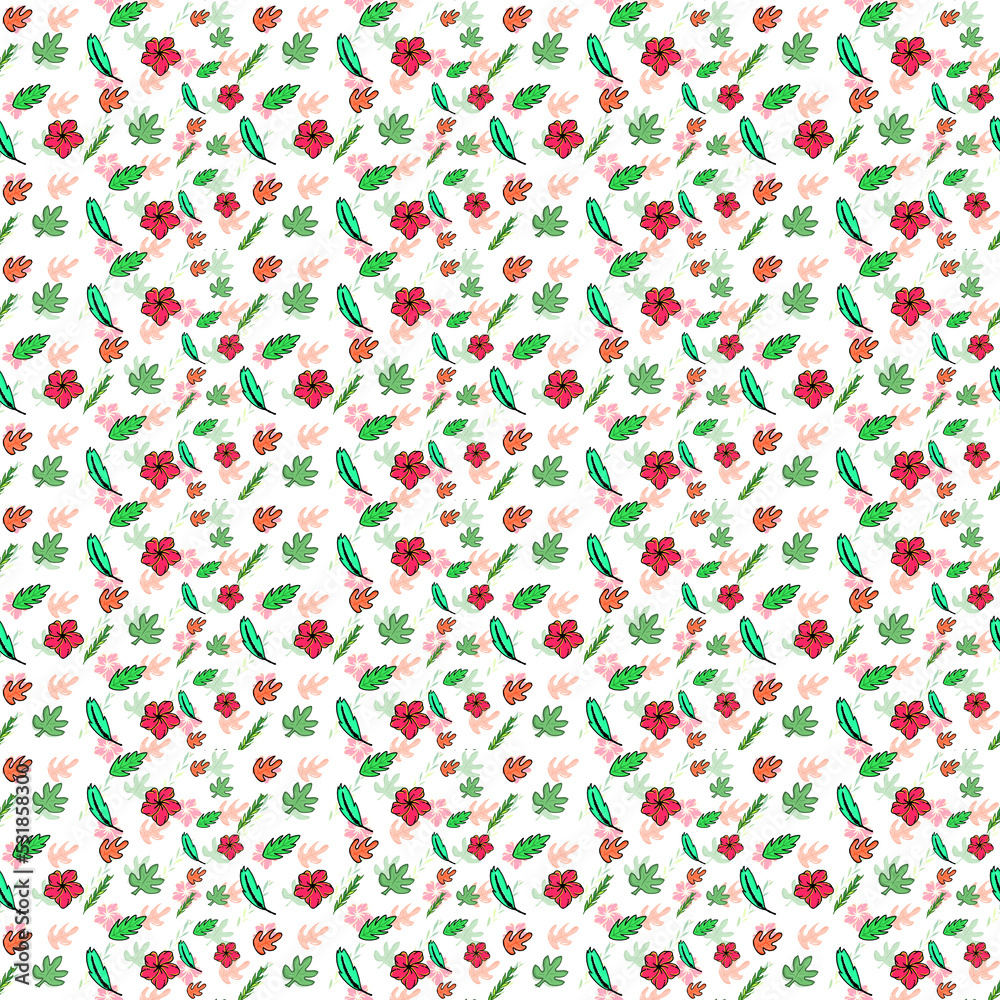 Hawaiian Flowers Pattern Clipart