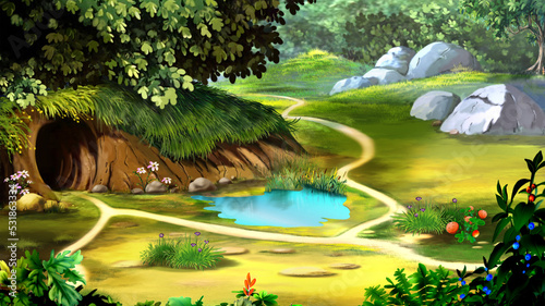 Fairy hole in the ravine illustration