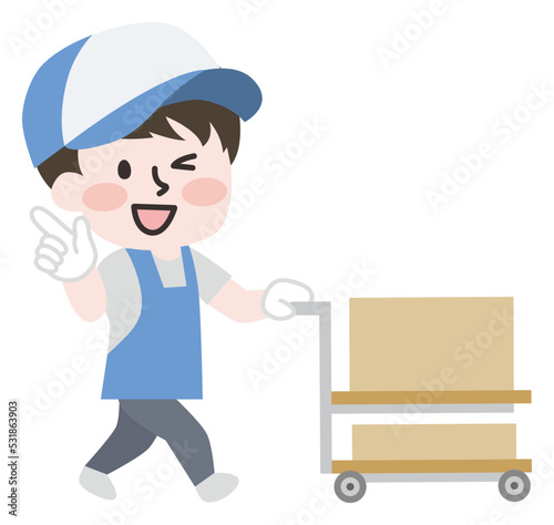 エプロンと軍手をつけたスタッフのイラスト