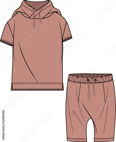 KID BOYS WEAR JERSEY SET HOODIE AND JOGGER VECTOR