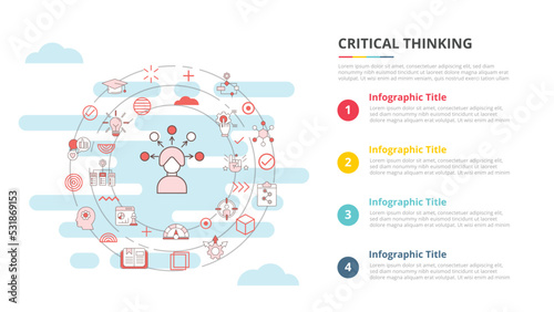 critical thinking concept for infographic template banner with four point list information