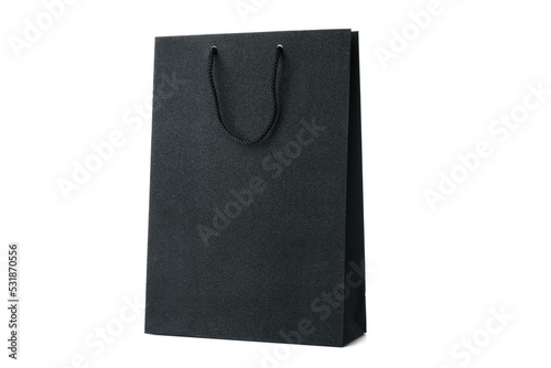 Concept of Black friday sale, black bag isolated on white background