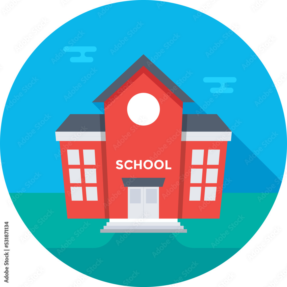 Fototapeta premium School Building Vector Icon