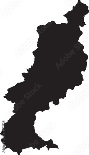 Black flat blank vector map of the German regional capital city of REUTLINGEN  GERMANY