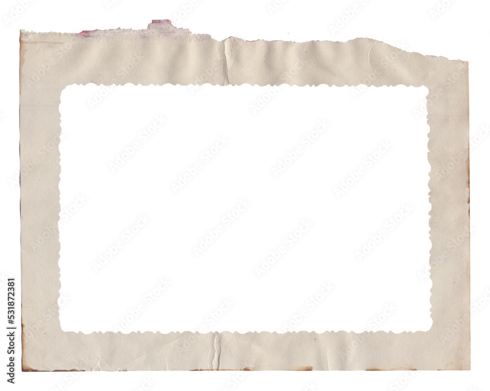 Fototapeta premium White isolated frame with Old vintage rough paper texture