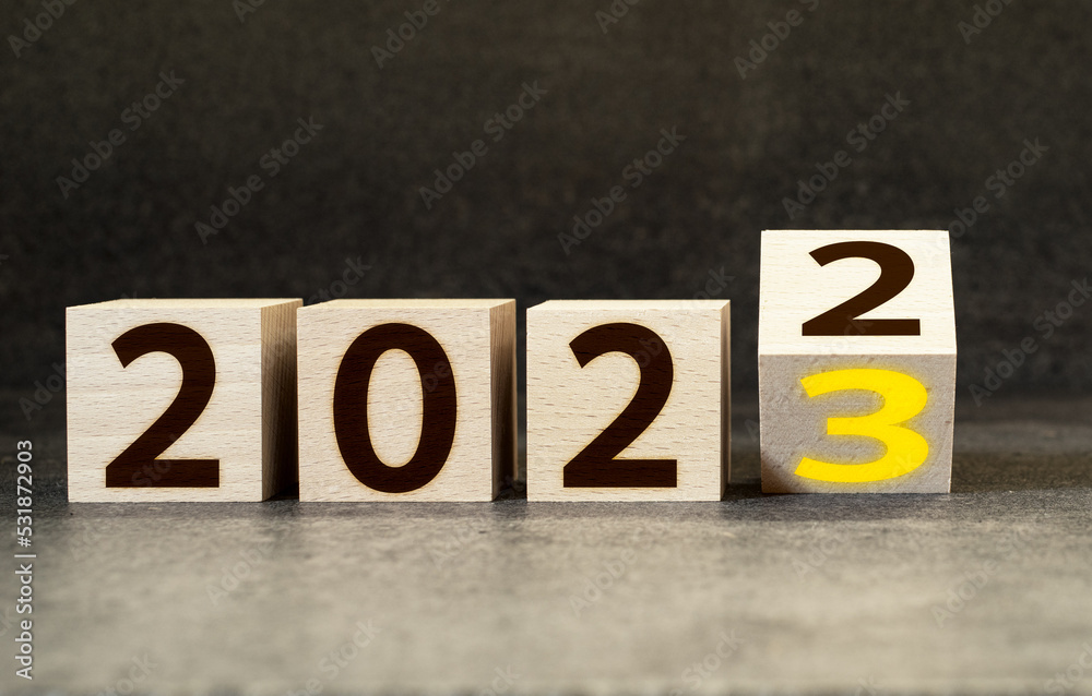 Fototapeta premium 2022年の終わり、2023年の始まり