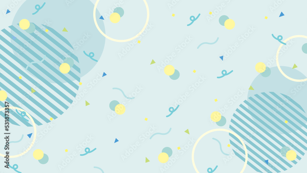 Obraz premium 幾何学模様のポップな背景 青系 サイズ比率16:9 Cute geometric background (size ratio 16:9)