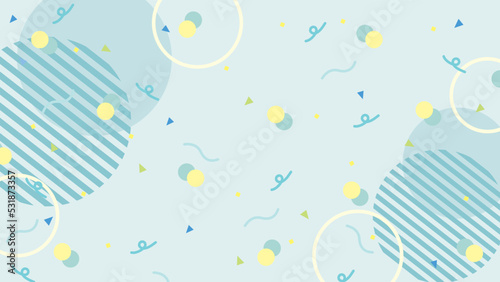 幾何学模様のポップな背景　青系　サイズ比率16:9 Cute geometric background (size ratio 16:9)