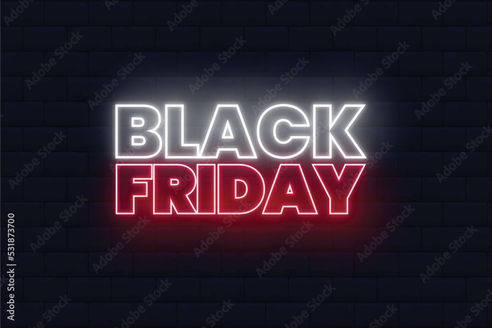 black friday banner with glowing neon text effect
