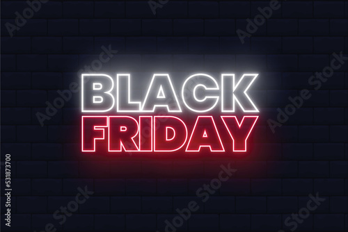 black friday banner with glowing neon text effect
