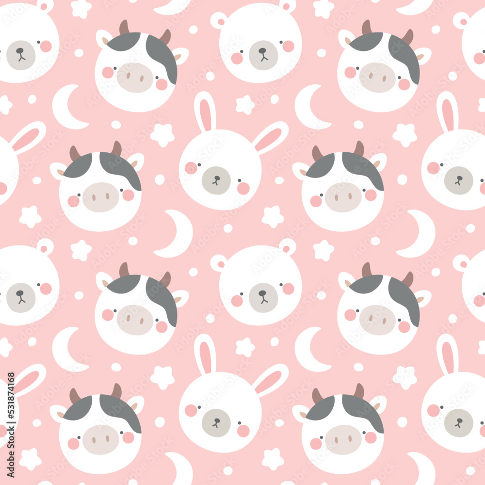 Seamless farm animals pattern