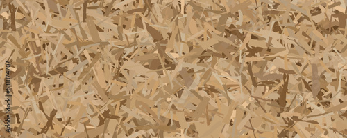 Seamless texture of OSB from wooden chips. Plywood building panels. Vector pattern. Oriented particle board background. Sheet of fibreboard with fragments of compressed sawdust.