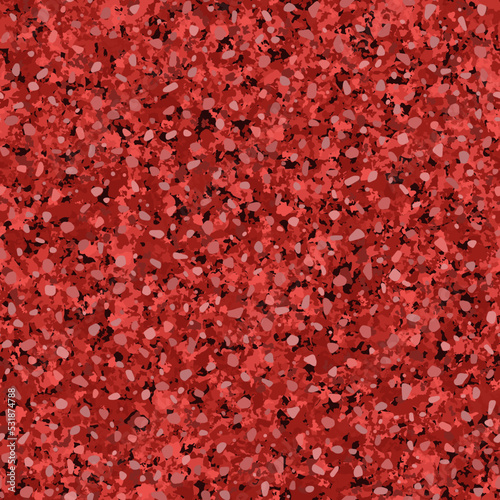 Red rubber running coat seamless pattern top view. Abstract track texture. Vector illustration of playground or tennis court material. Grunge granular closeup surface. Crushed grain hardcourt backdrop