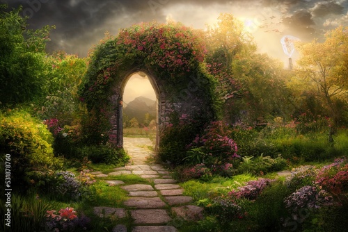 Fényképezés illustration of archway landscape allotment fairy