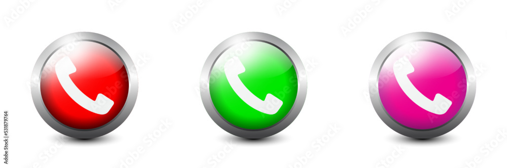 Сolorful phone glossy ball icons. Phone call glossy buttons. Flat vector illustration. Сolorful phone glossy ball icons. Phone call glossy buttons. Flat vector illustration.